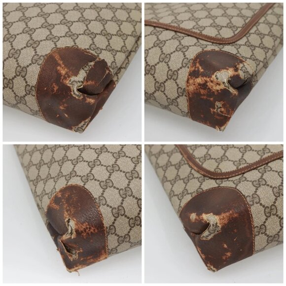 GUCCI GG Supreme Web Sherry Line Tote Bag PVC Beige 41 004 4465 Auth ti2974 - Picture 14 of 16